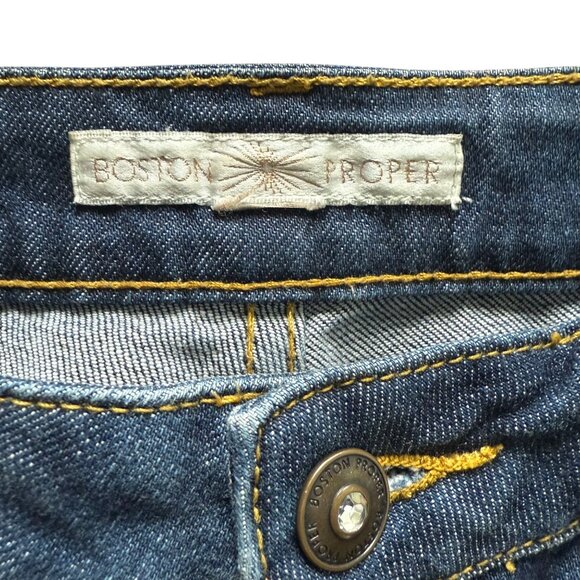 Boston Proper Womens Distressed Skinny Jeans Size 10/31 Blue Denim Embellished - Picture 2 of 9